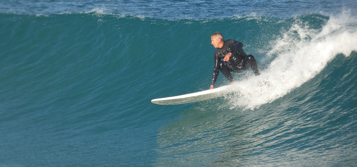 8'2 B Softboard will catch any size wave from knee high to well over head.